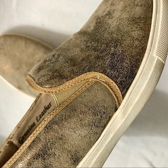 CoFi Gold Bronze Metallic Genuine Leather Slip On Sneaker Size 6.5 - Picture 6 of 8